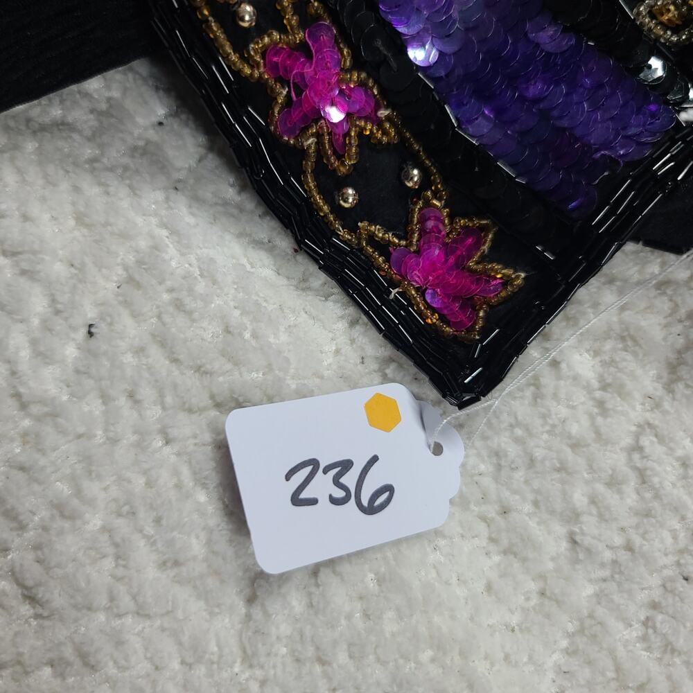 Vintage Night Vogue silk beaded/sequin studded jacket Size XL 80's Dopamine - Picture 9 of 9